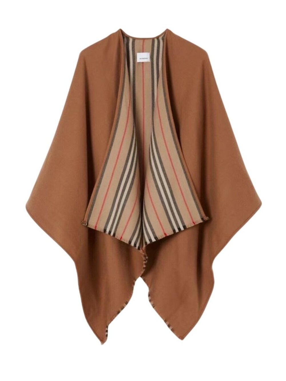 Burberry Icon Stripe Wool Reversible Cape Flaxseed 130 x 130cm 8015654